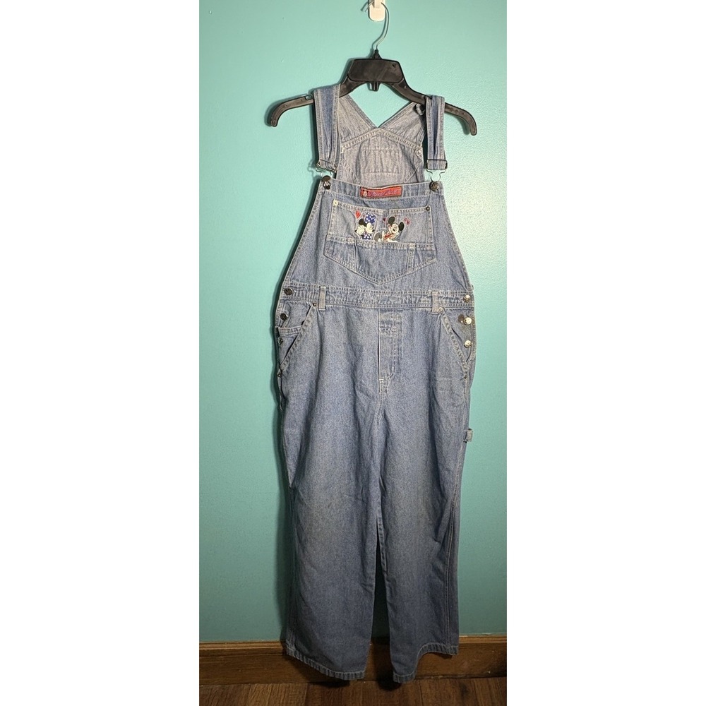 Vintage Women's M Mickey Unlimited Disney Blue Jean Bib Overalls Mickey Mouse
